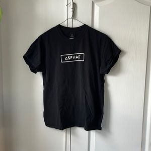 Black graphic tee, size: medium
